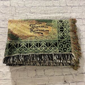 VINTAGE THOMAS KINKADE BLANKET/WALL ART /THROW PAINTER OF LIGHT 66”x45”